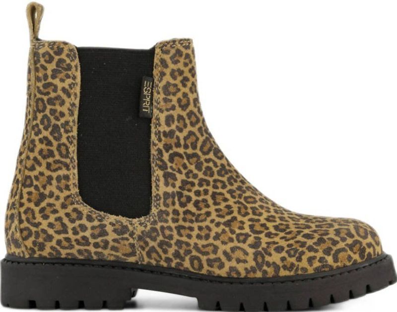 Graceland - Enkellaarsjes - Beige/Zwart - Leren Enkelboots - Panterprint