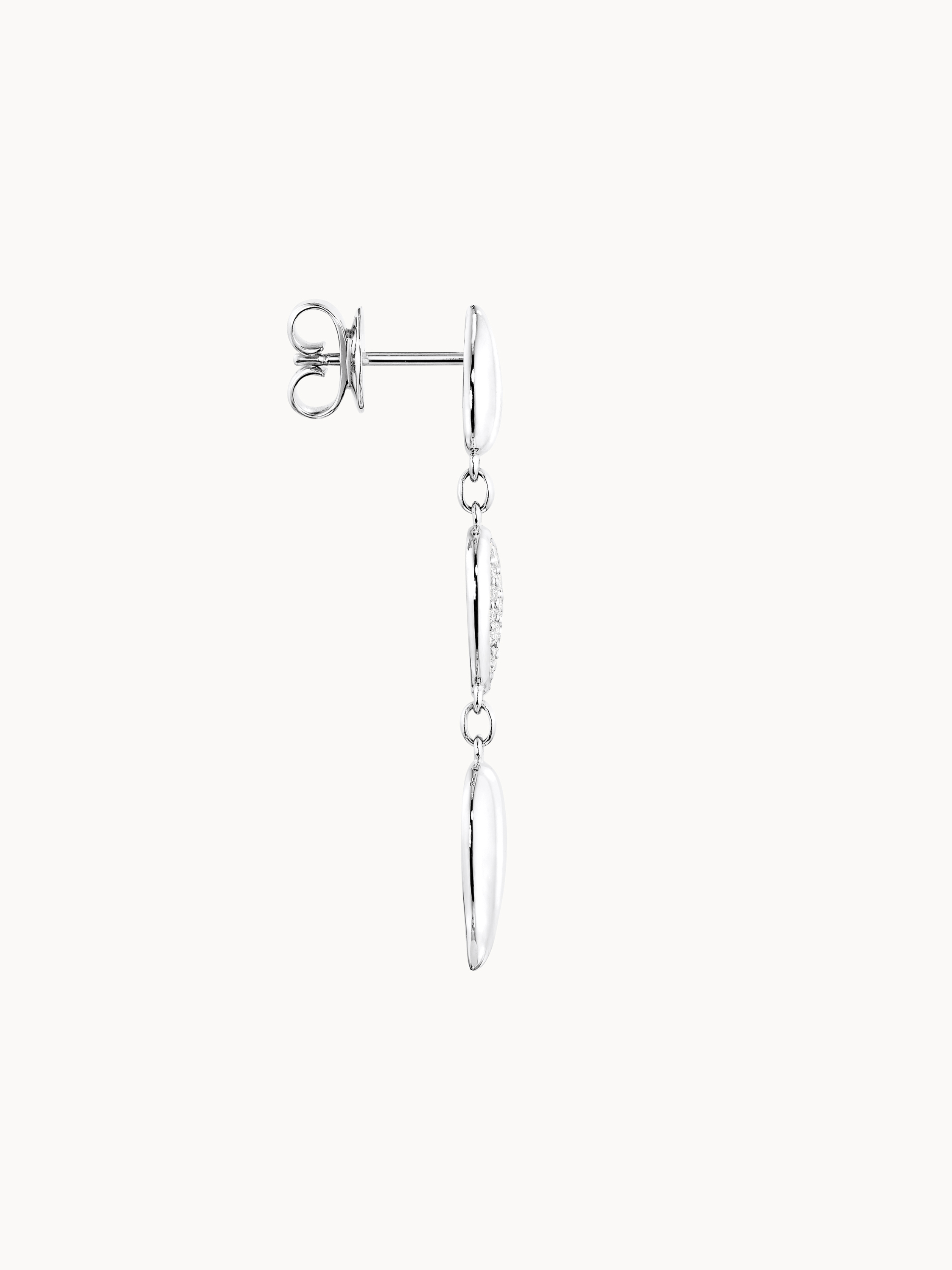 TAMARA COMOLLI Ohrringe OHRRINGE SIGNATURE WAVE - 3 DROP ELEMENTS - DIAMOND PAVÉ aus 18 Karat Weißgold mit Diamant Pavé