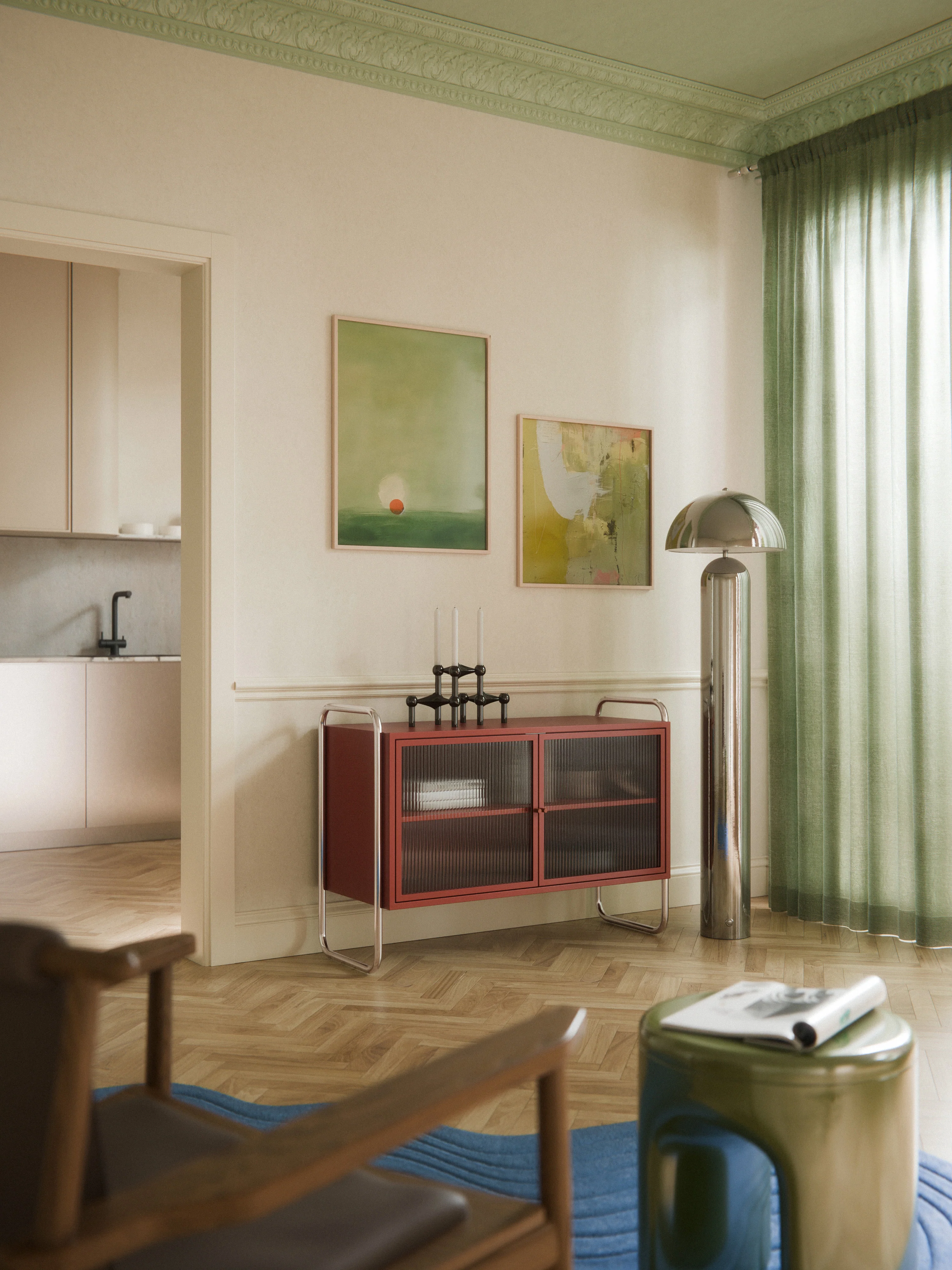 Metalen dressoir Robyn met glazen front