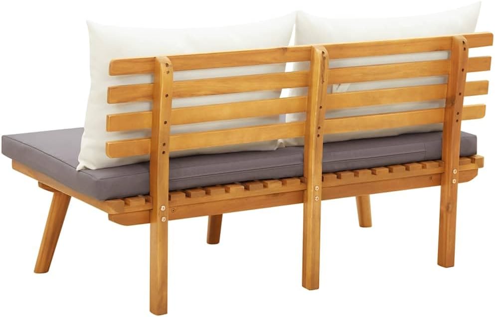vidaXL Akazienholz Massiv Gartenbank mit Polstern Sitzbank Holzbank Parkbank Bank Gartensofa Gartenmöbel Balkonbank Sofa Garten 115cm