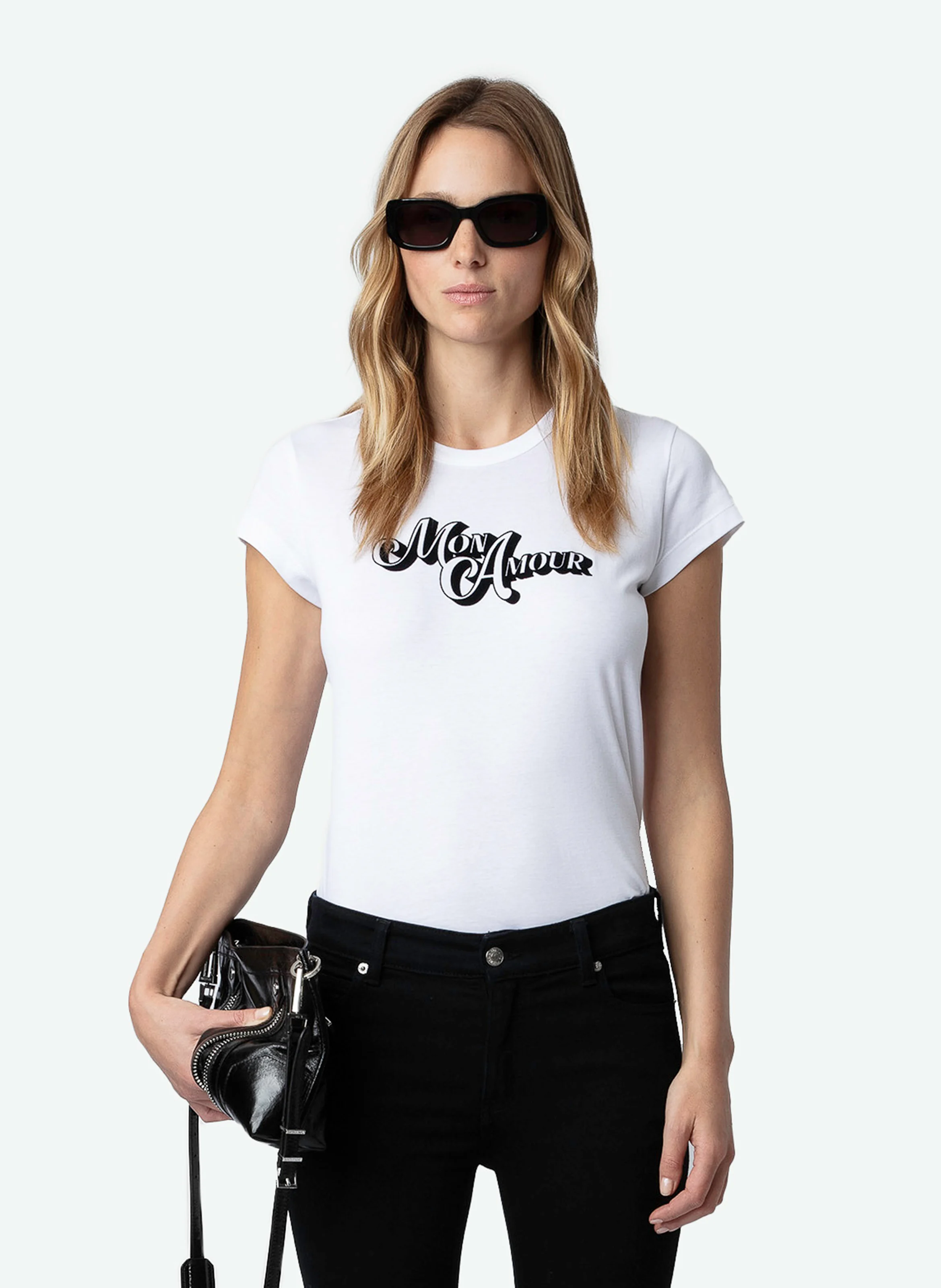 WOOP - Tee-shirt col rond sérigraphié en coton bio| Blanc