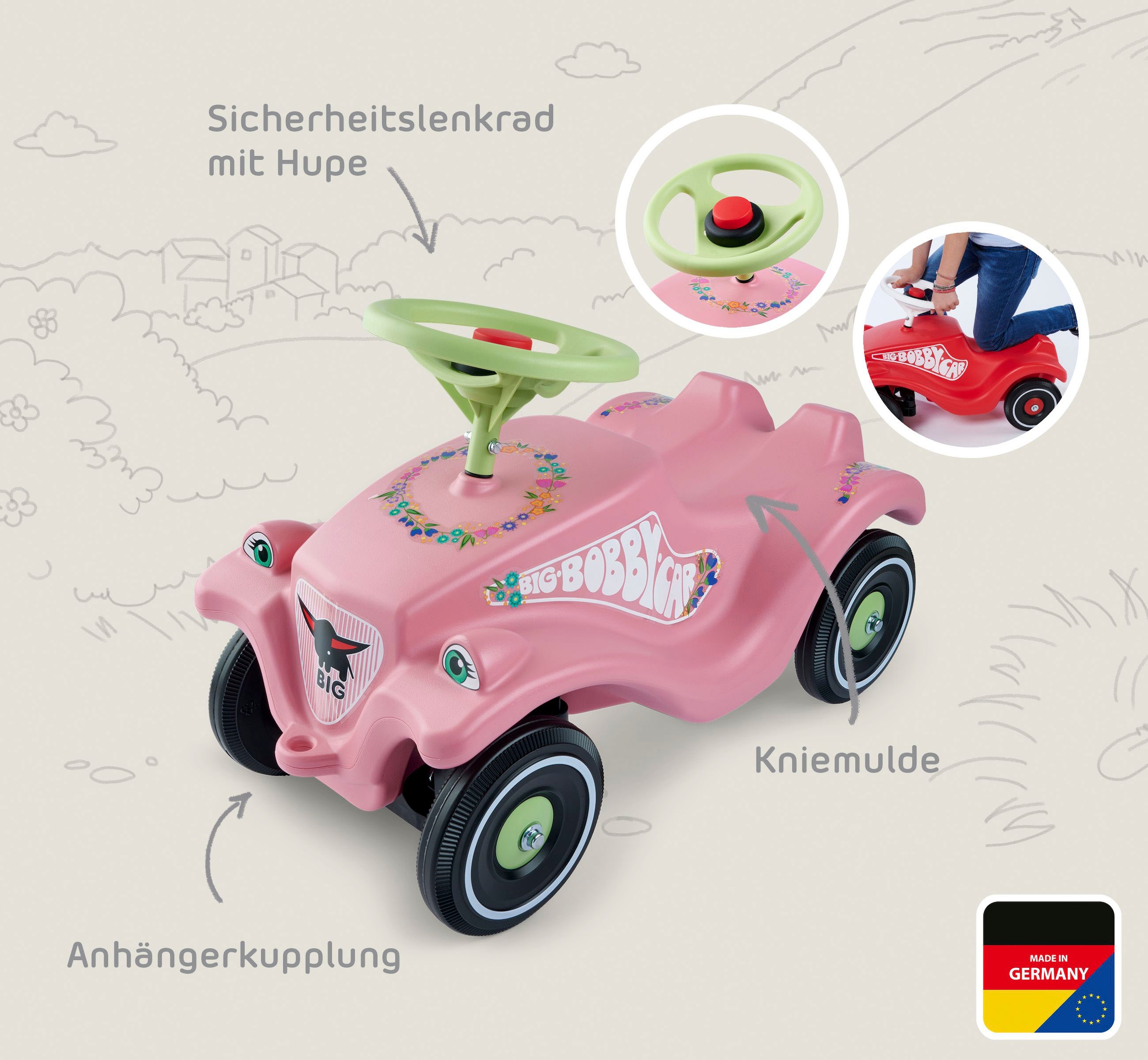 BIG Rutscherauto »BIG Bobby Car Classic Flower« Made in Germany