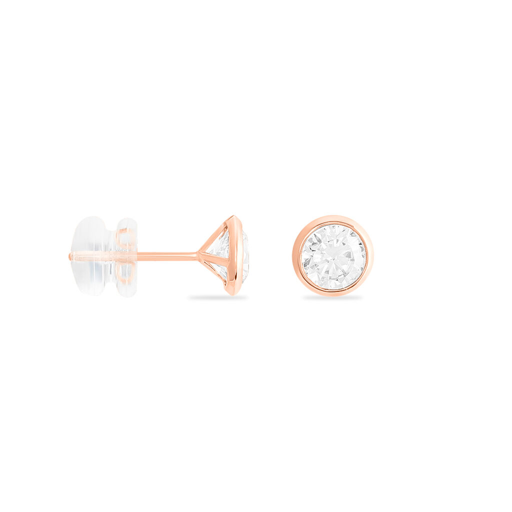 Boucles D'oreilles Puces Daria Serti Clos Or Rose Oxyde De Zirconium