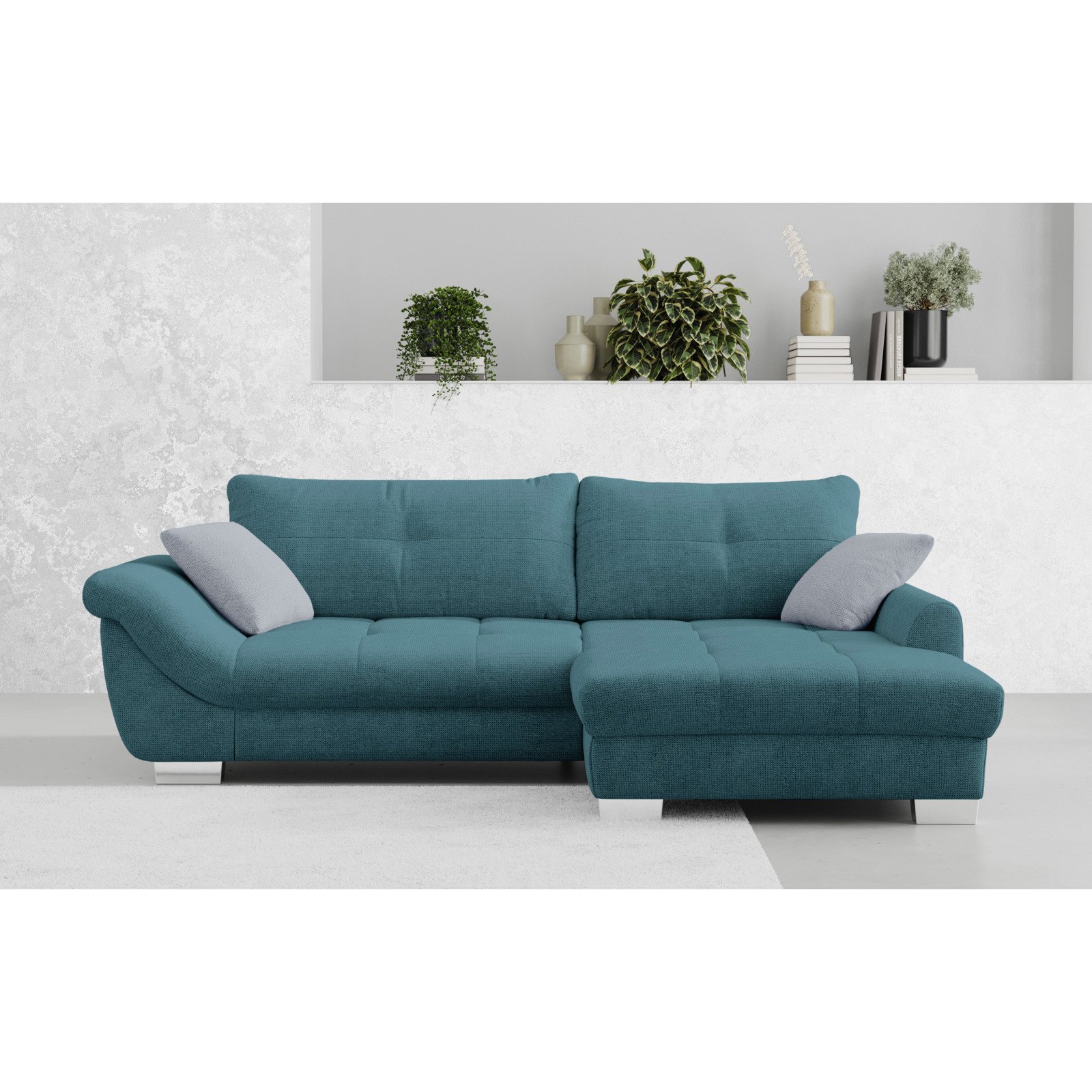 Ecksofa Carmen Stoff petrol, Recamière rechts