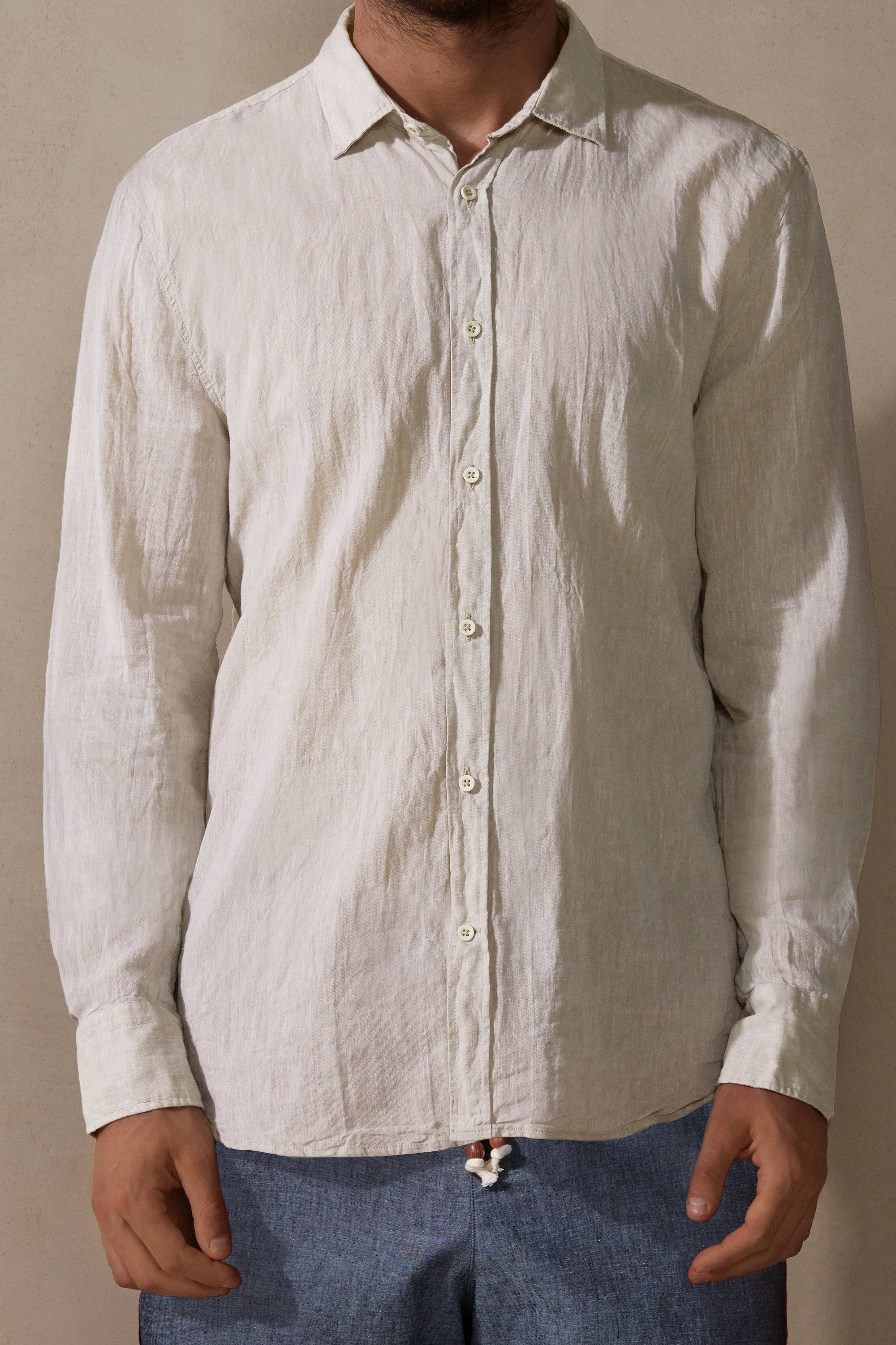 Camisa de linho e algodão