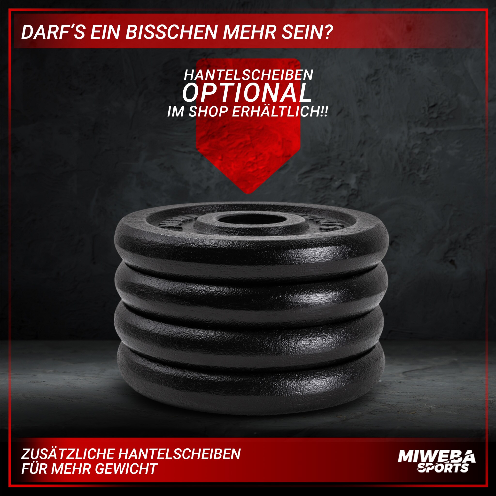 Miweba Sports Kurzhantel MKH110, 10 kg, Gewichte aus Gusseisen, Stahl-Hantelstange, Sternverschluss (Hantelpaar)