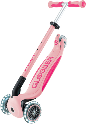 Globber Go-Up Deluxe Lights 3-hjuls Sparkesykkel, Pastel Pink
