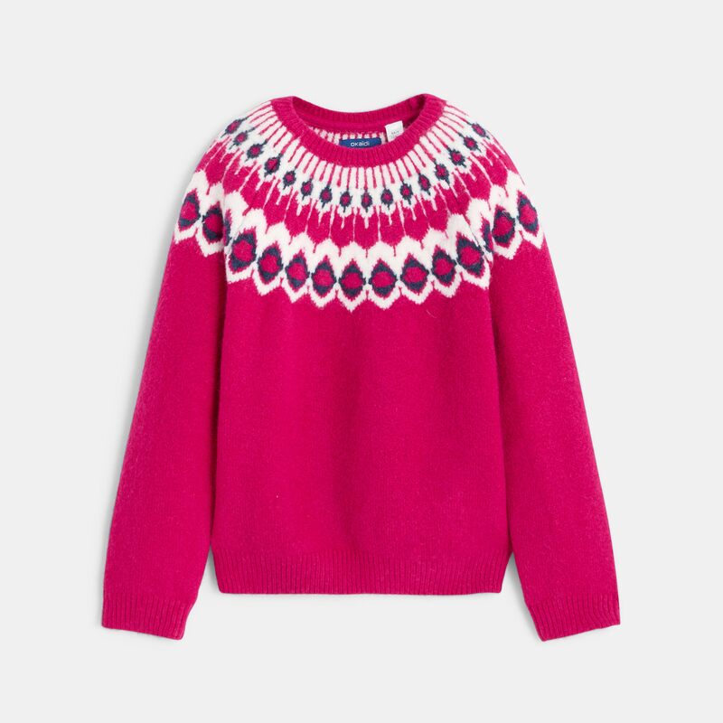 Pull fille scandinave rose
