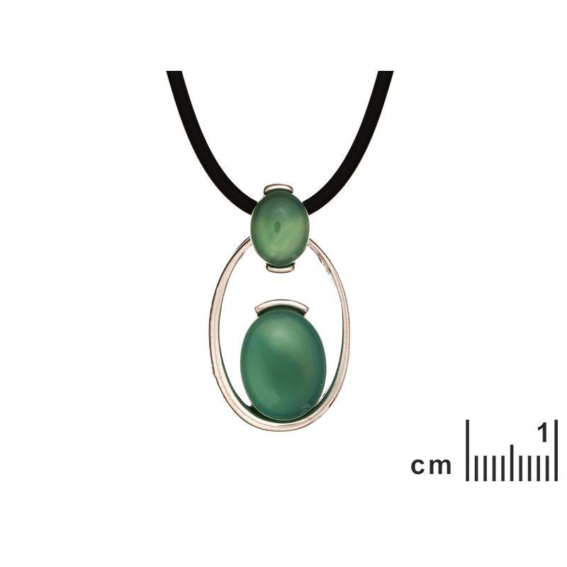 Collier Agate naturelle teintée verte argent