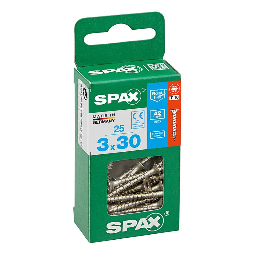 UNIVERSALSKRUE SPAX RUSTFRI A2 3X30MM 25 STK