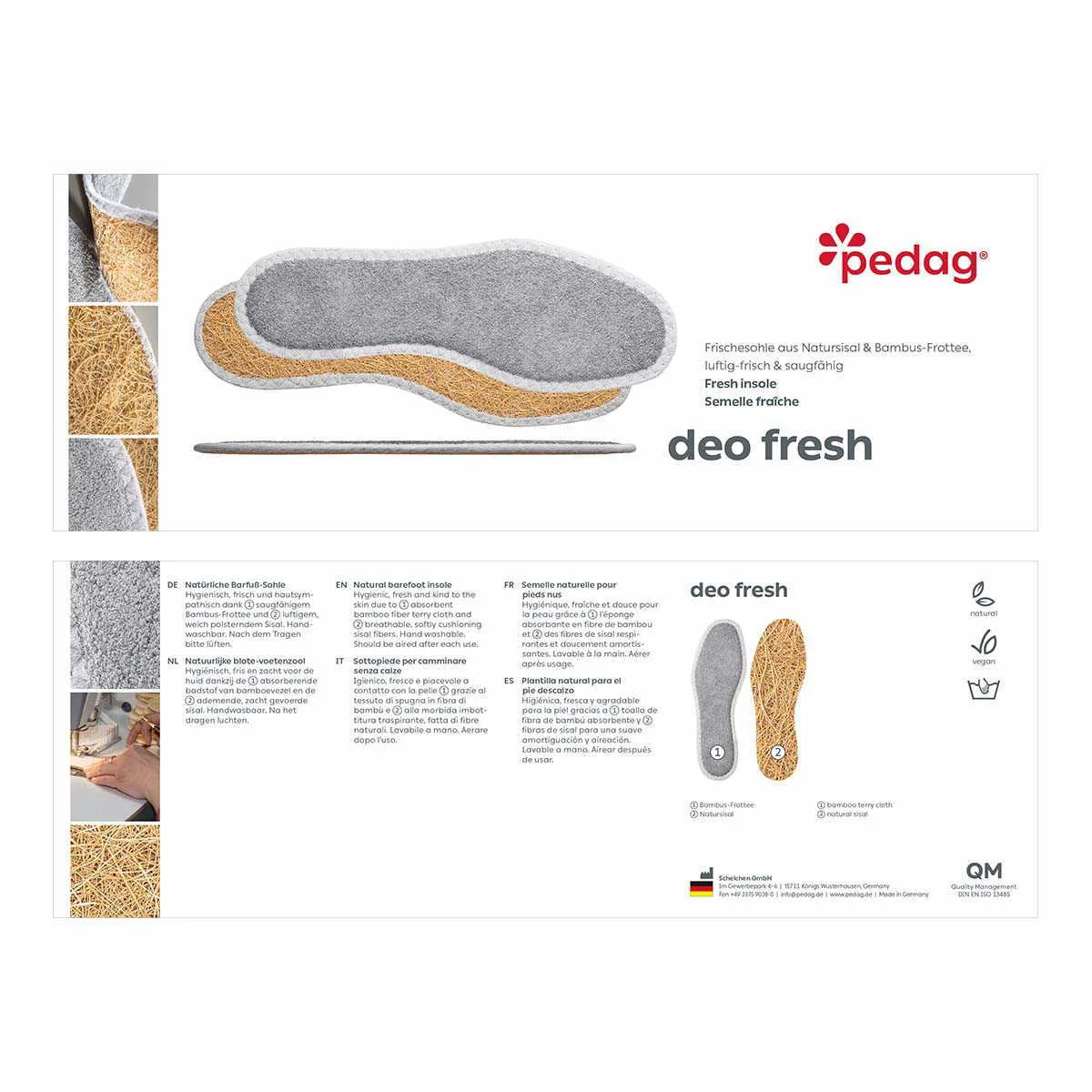 PEDAG Sohlen Grau Textil  Deo Fresh Frotteeshohle Kids