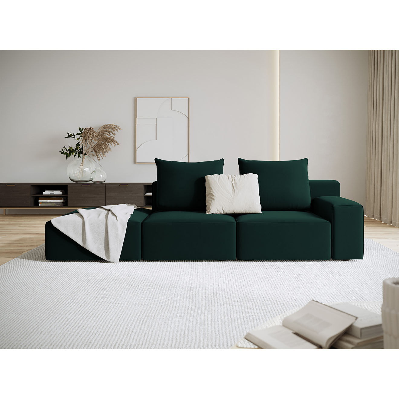 Mazzini Sofas Canapé Gauche en Velours Ivy 4 Places vert foncé - 265x105x89 cm
