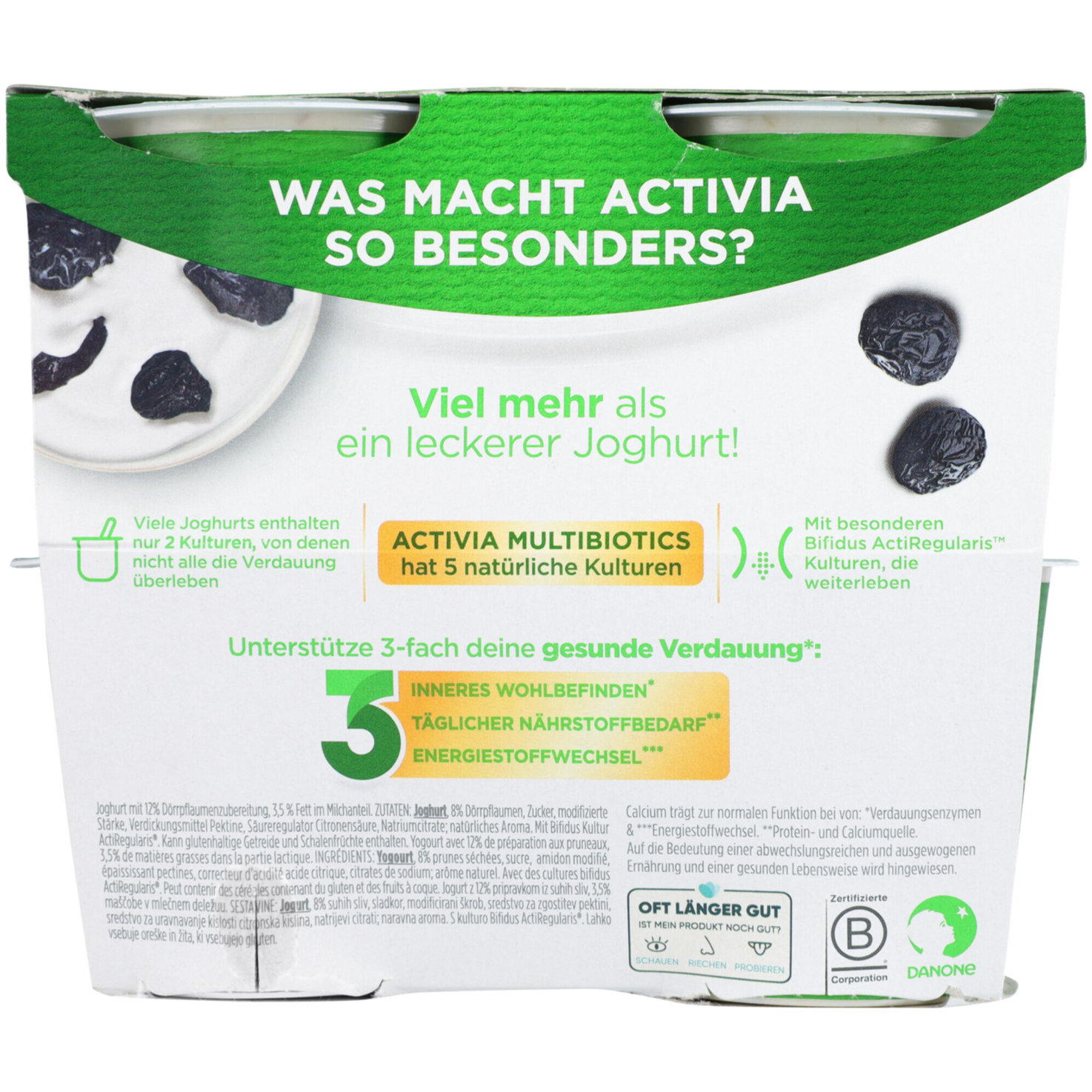 Activia probiotischer Joghurt Dörrpflaume 4x115g