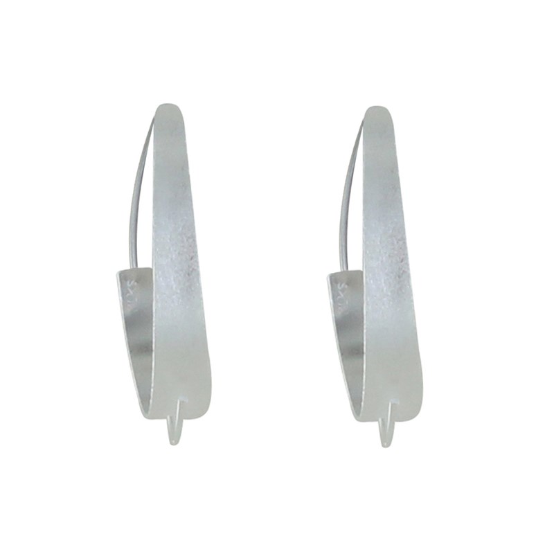 Boucles d'Oreilles Argent Brossé Moyenne Créoles