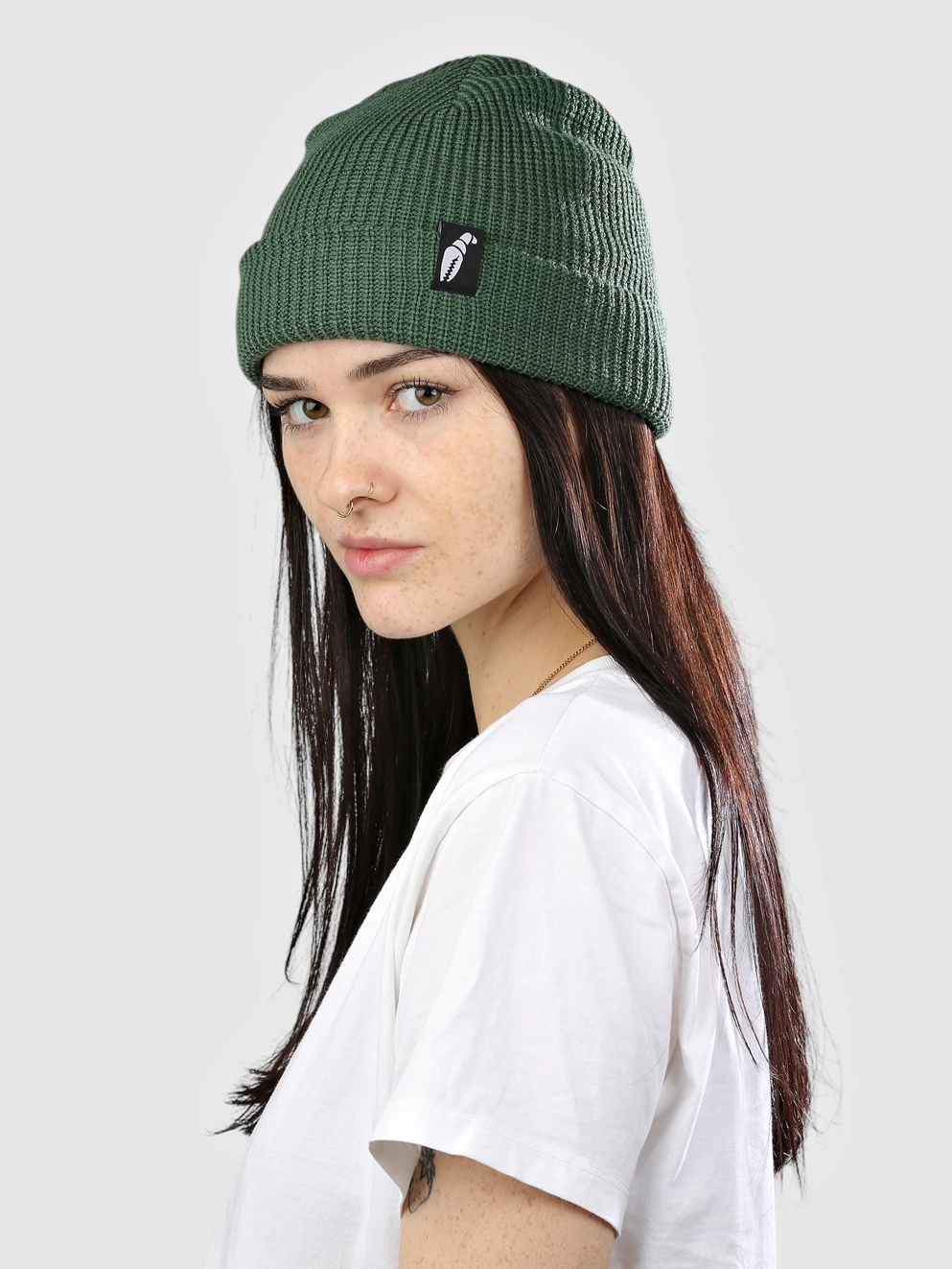 Crab Grab Claw Label Beanie forest