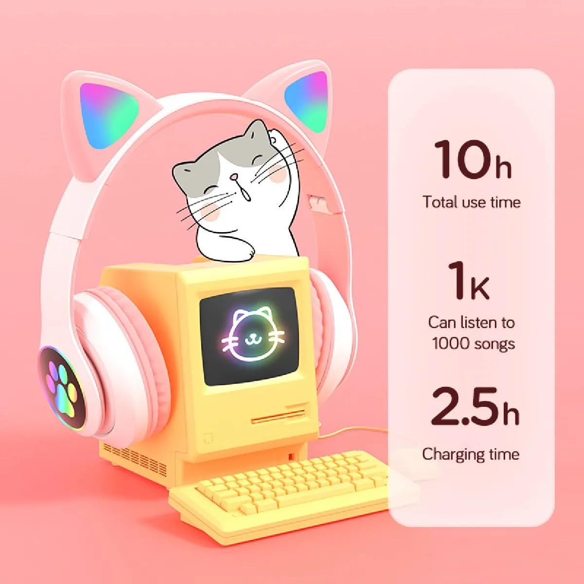 Universal Casque Chat Mignon - Rose