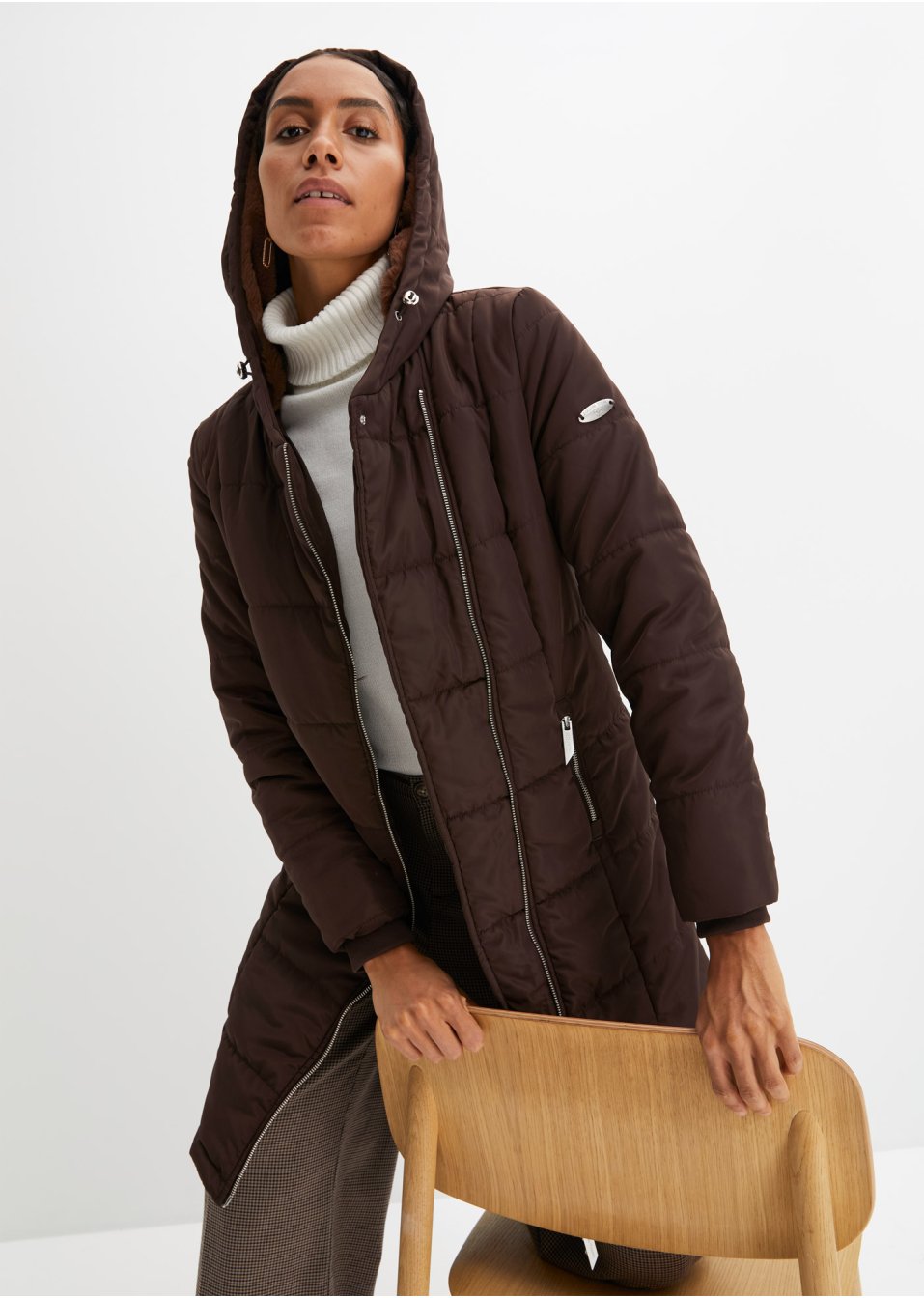 Manteau matelassé avec zip asymétrique