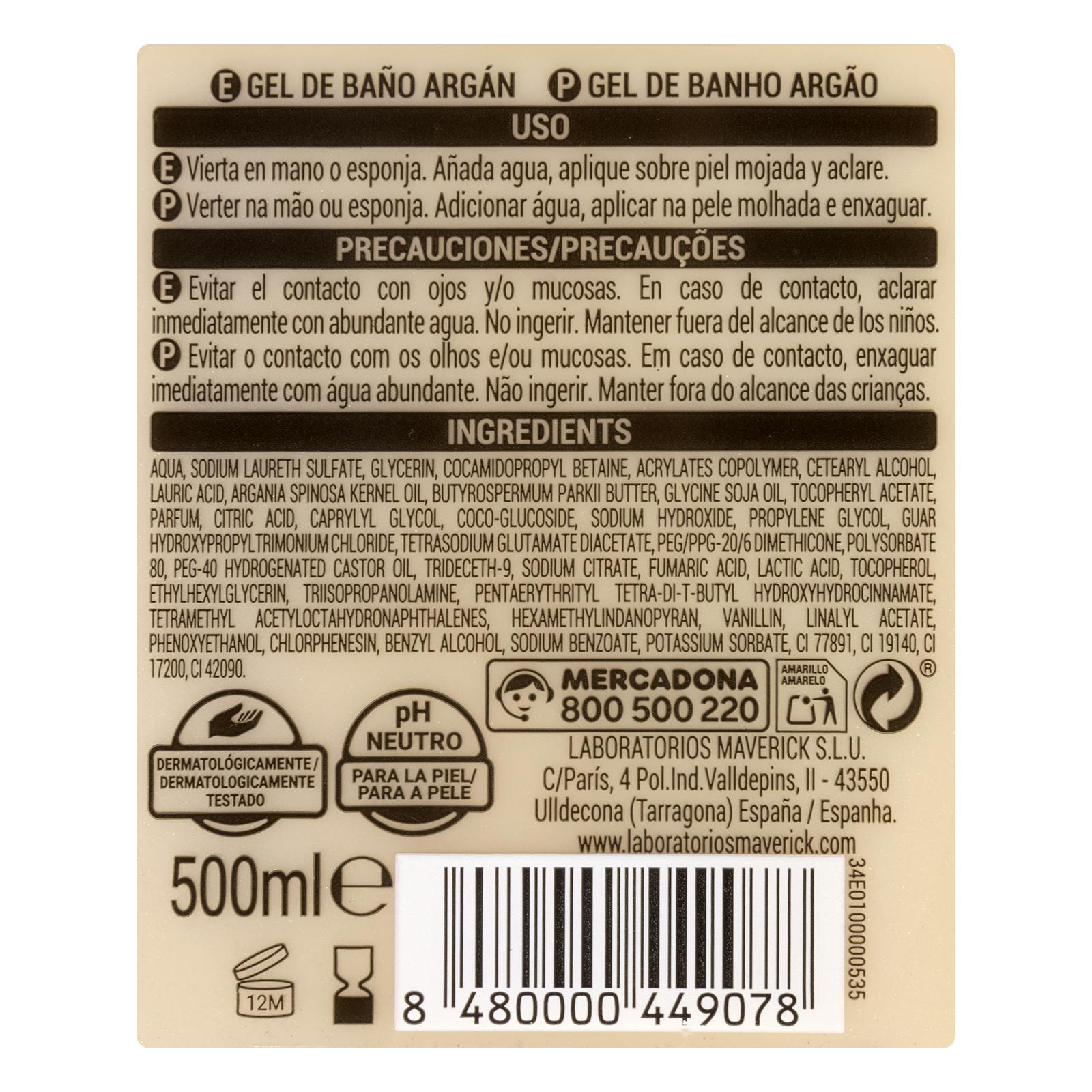 Gel de bain à l'argan Deliplus pour peaux très sèches