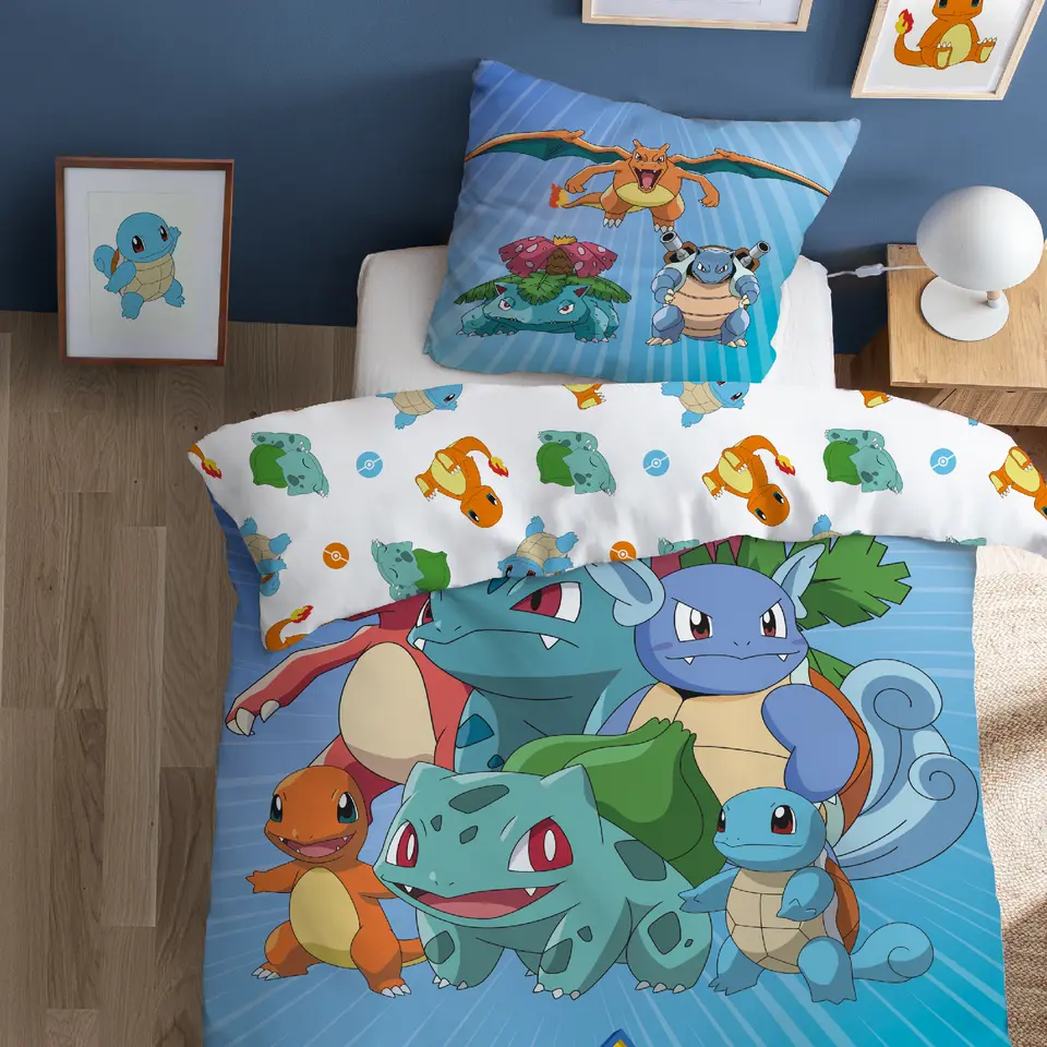 Pokémon Dekbedovertrek Starter Evolution - Eenpersoons - 140 x 200 cm - Katoen