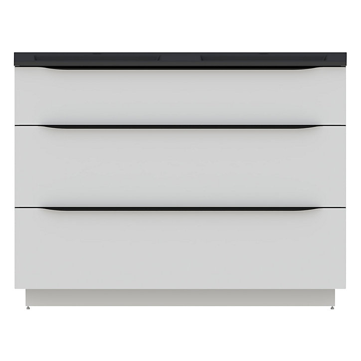 Meuble sous vasque à poser Pamili blanc mat 120 cm + plan double vasque en résine noir