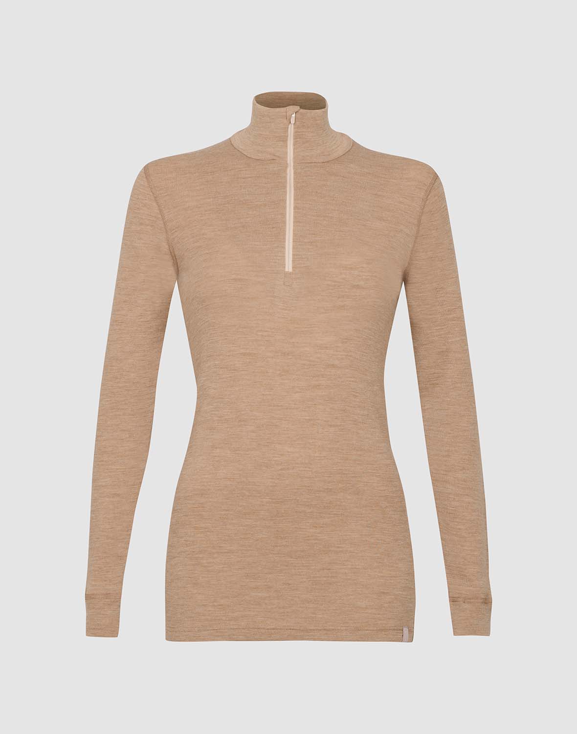 Shirt met ritssluiting van merinowol voor dames