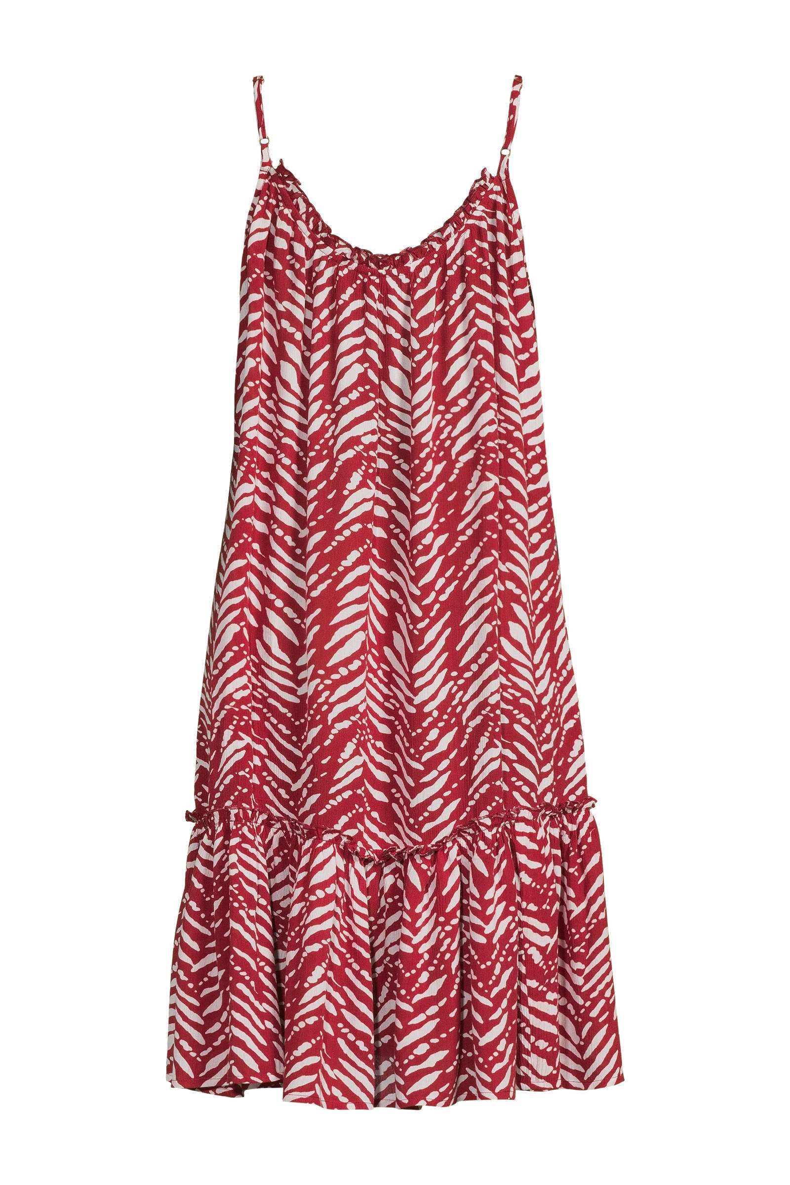 BEACHWAVE crinkle strandjurk rood/wit