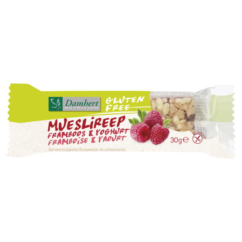 Damhert Mueslireep Framboos Glutenvrij 30g