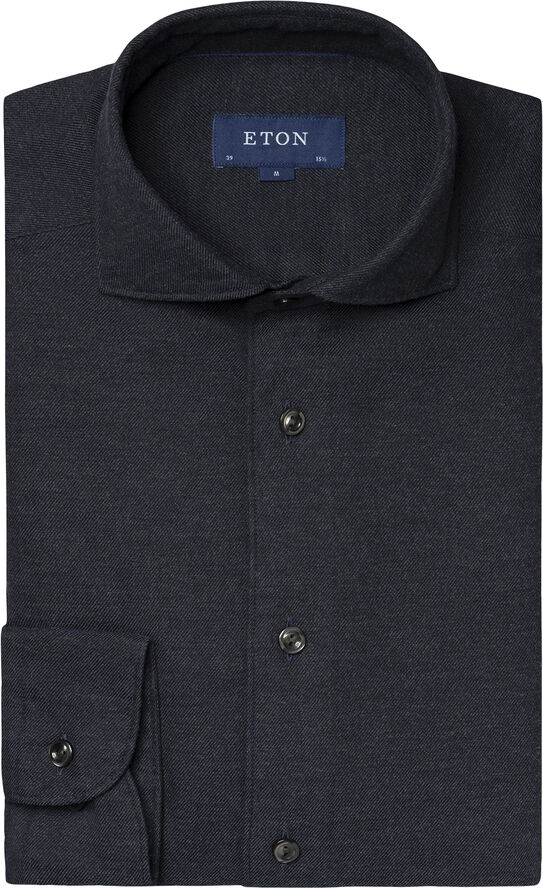 ETON Contemporary Fit Navy Blue Flannel Shirt Blå