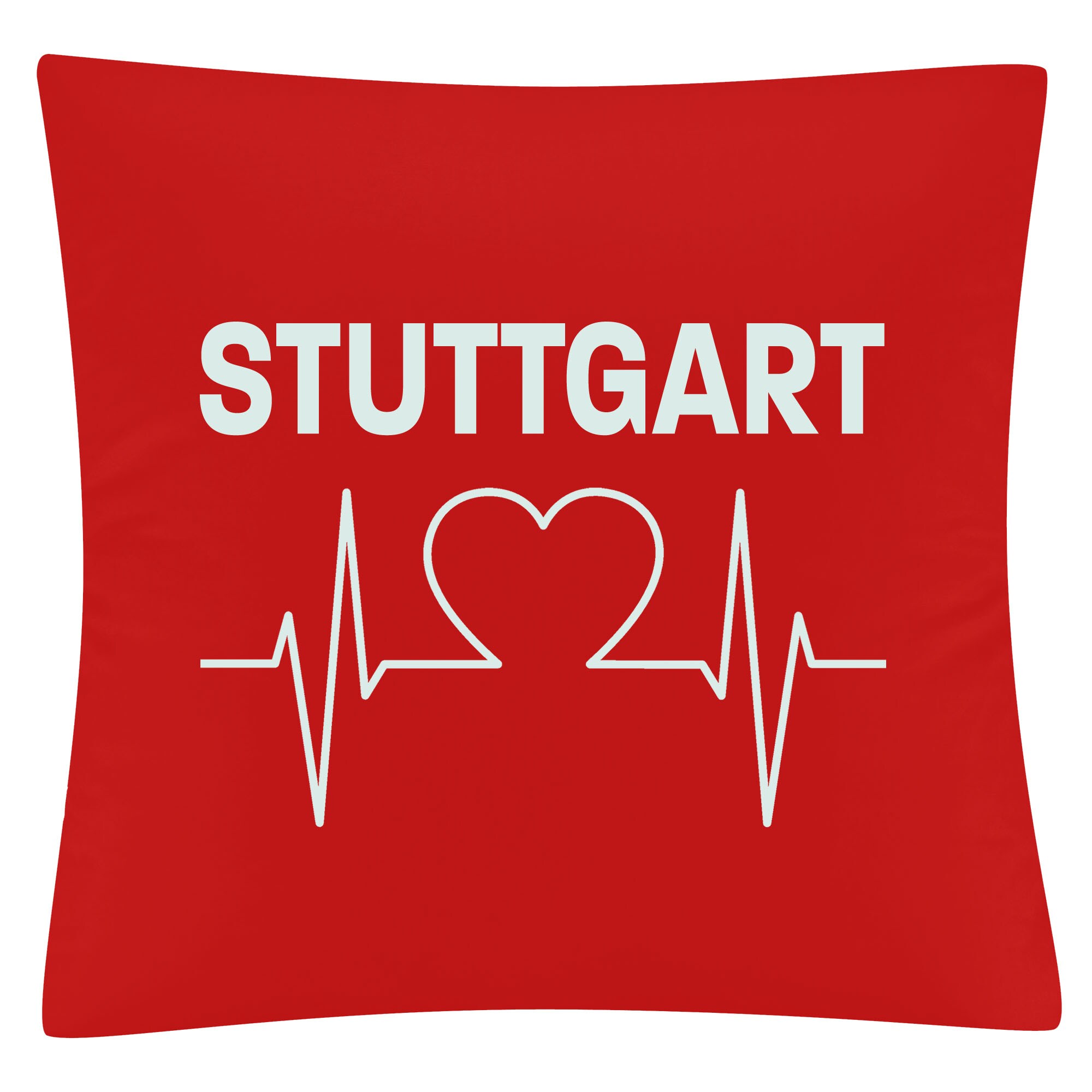 multifanshop® Kissenbezug - Stuttgart - Herzschlag - Druck weiß