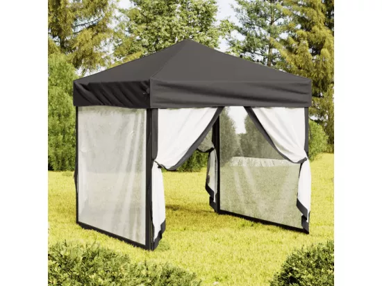 Tente de réception pliable avec parois Anthracite 2x2 m