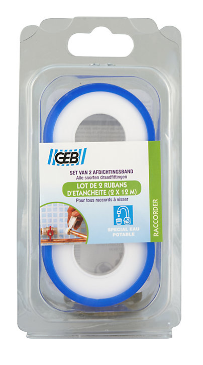 Lot de 2 rubans d'étanchéité PTFE 12mm x 12m