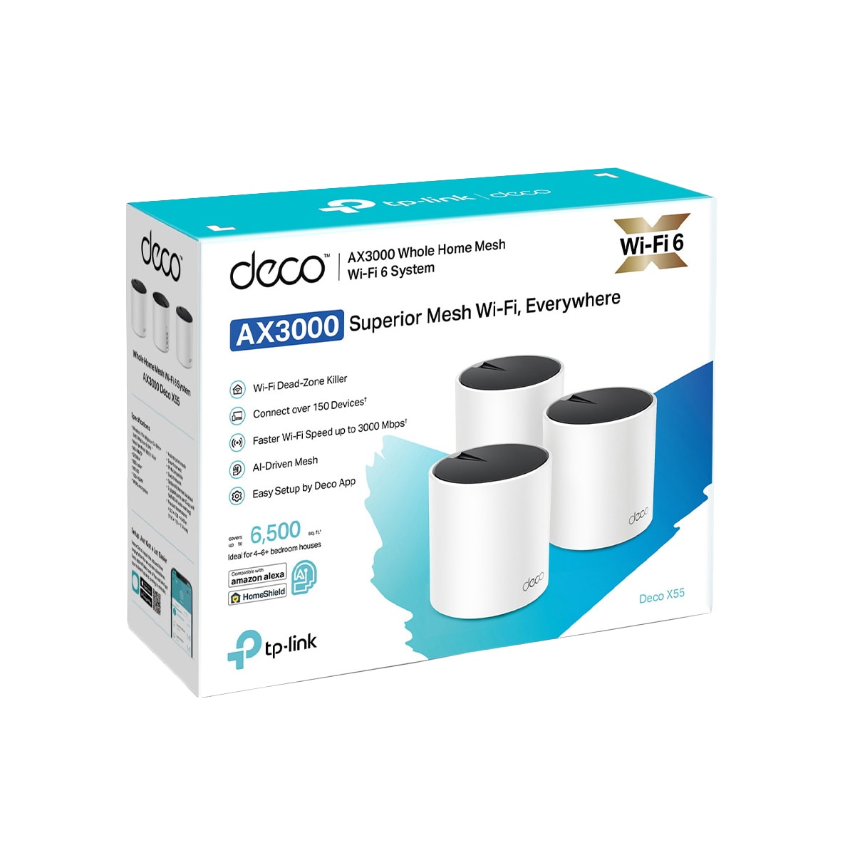 TP-Link DecoX55 mesh WiFi system AX3000 3 pakning
