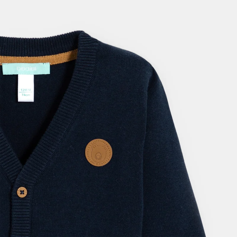 Gilet maille tricot bleu bébé garçon Bleu