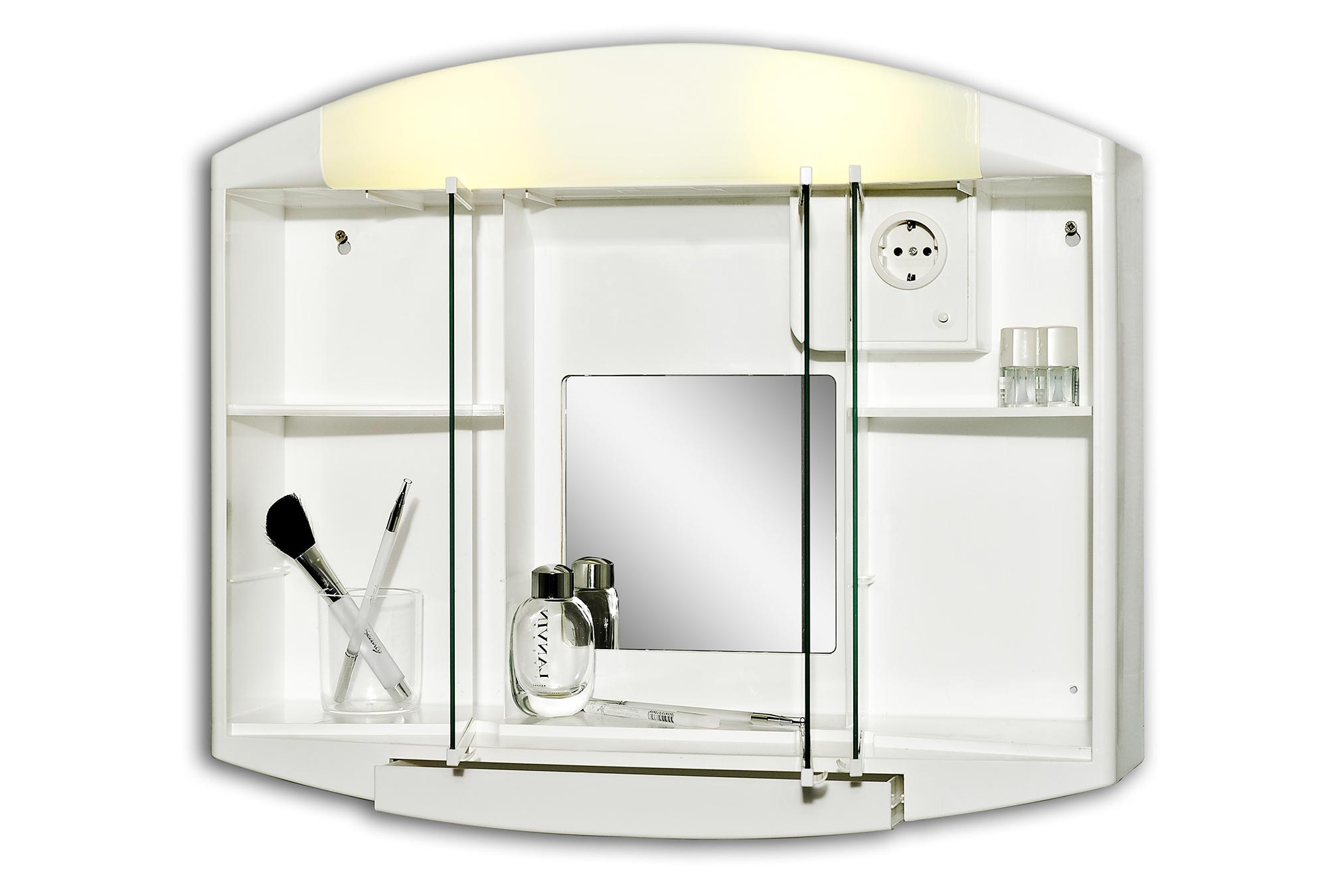 Spiegelschrank - weiß - mit Beleuchtung - 59 cm breit