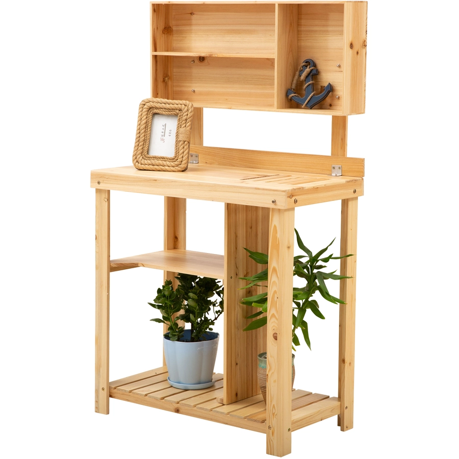 Outsunny Gärtnertisch mit Ablage natur
