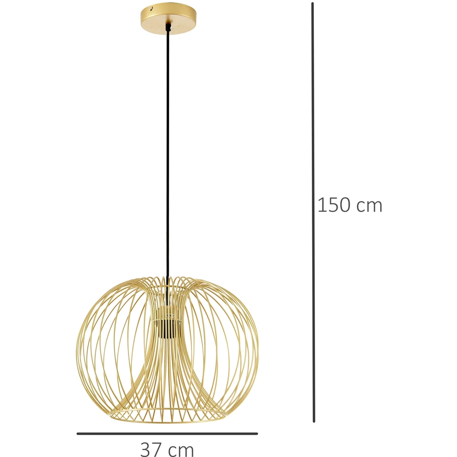 HOMCOM Pendelleuchte mit goldenem gebogenem Stahlrahmen gold