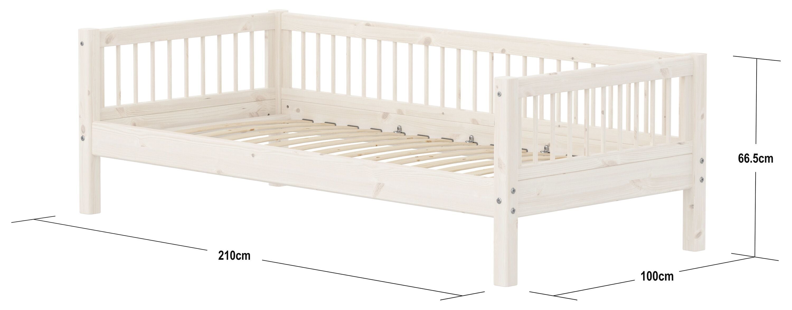 Flexa CLASSIC Tagbett - White Wash / B: 100.0 cm x T: 210.0 cm x H: 67.0 cm
