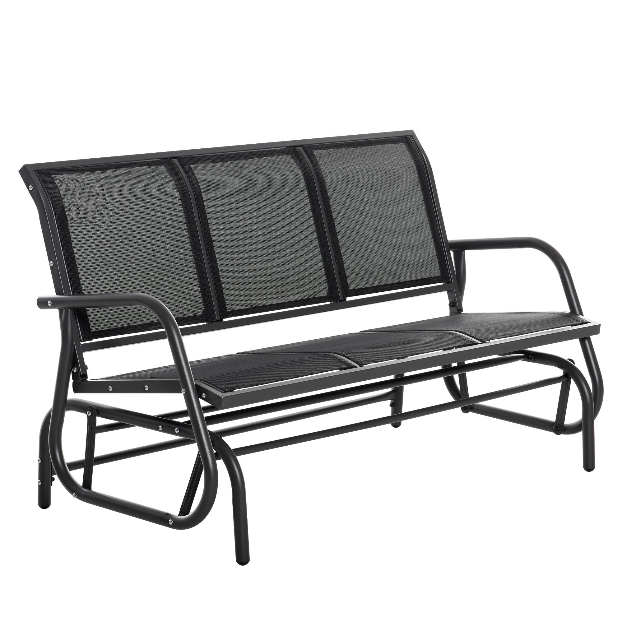 Outsunny Schaukelbank 3-Sitzer schwarz 151 x 75 x 85 cm (LxBxH)