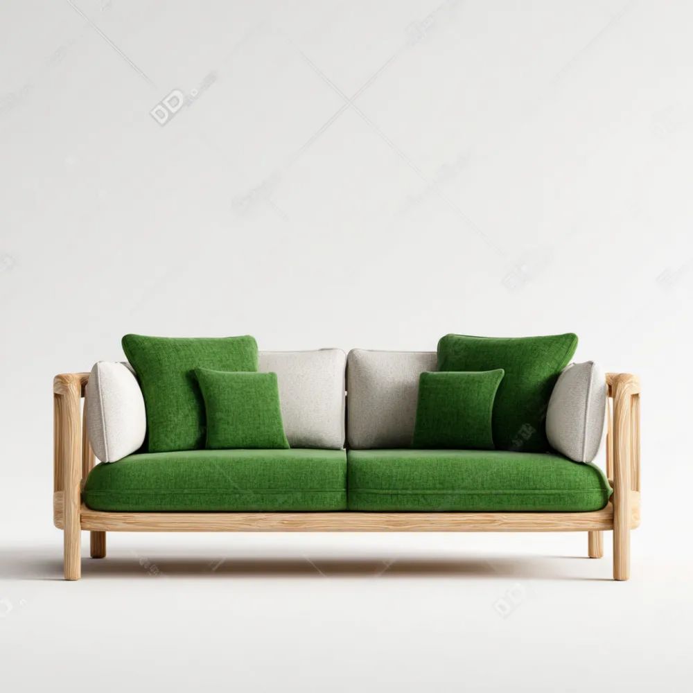 2-Sitzer-Sofa Holzrahmen Stoffpolsterung 150x80x85 cm – Grün/Beige – Skandinavisches Design