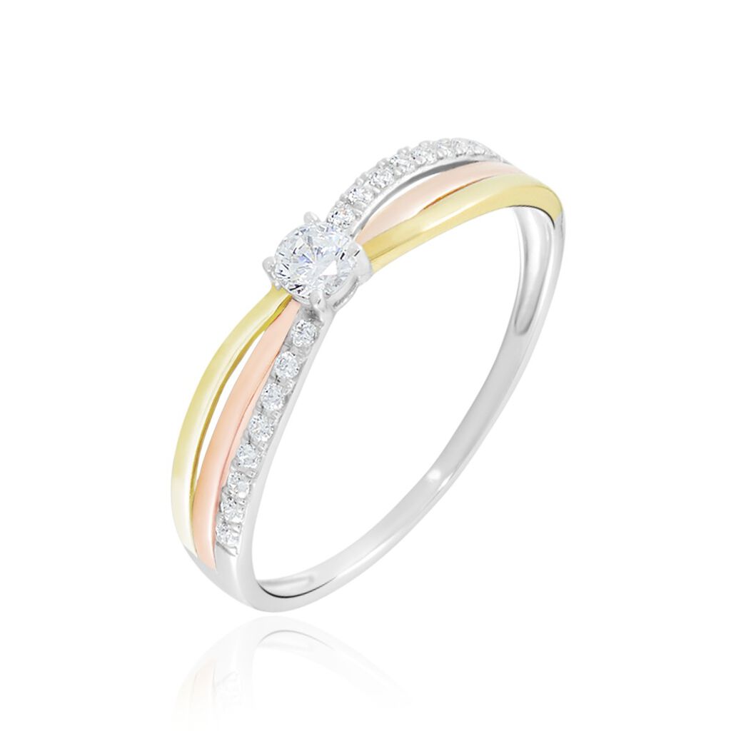 Bague Or Tricolore Peregrine Oxyde De Zirconium