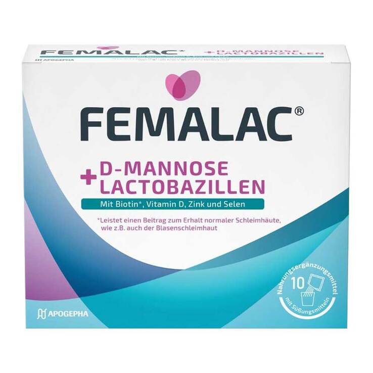 Femalac D-Mannose + Lactobazillen Pulver zur H.e.L.z.E., 10 St