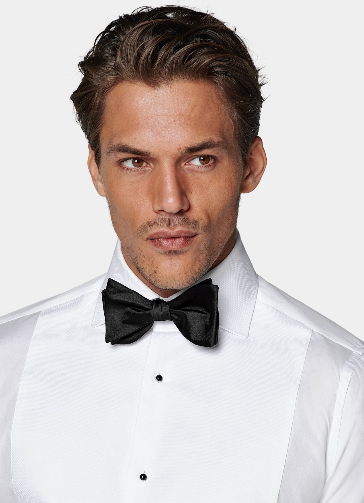 Chemise de smoking en piqué coupe ajustée blanche