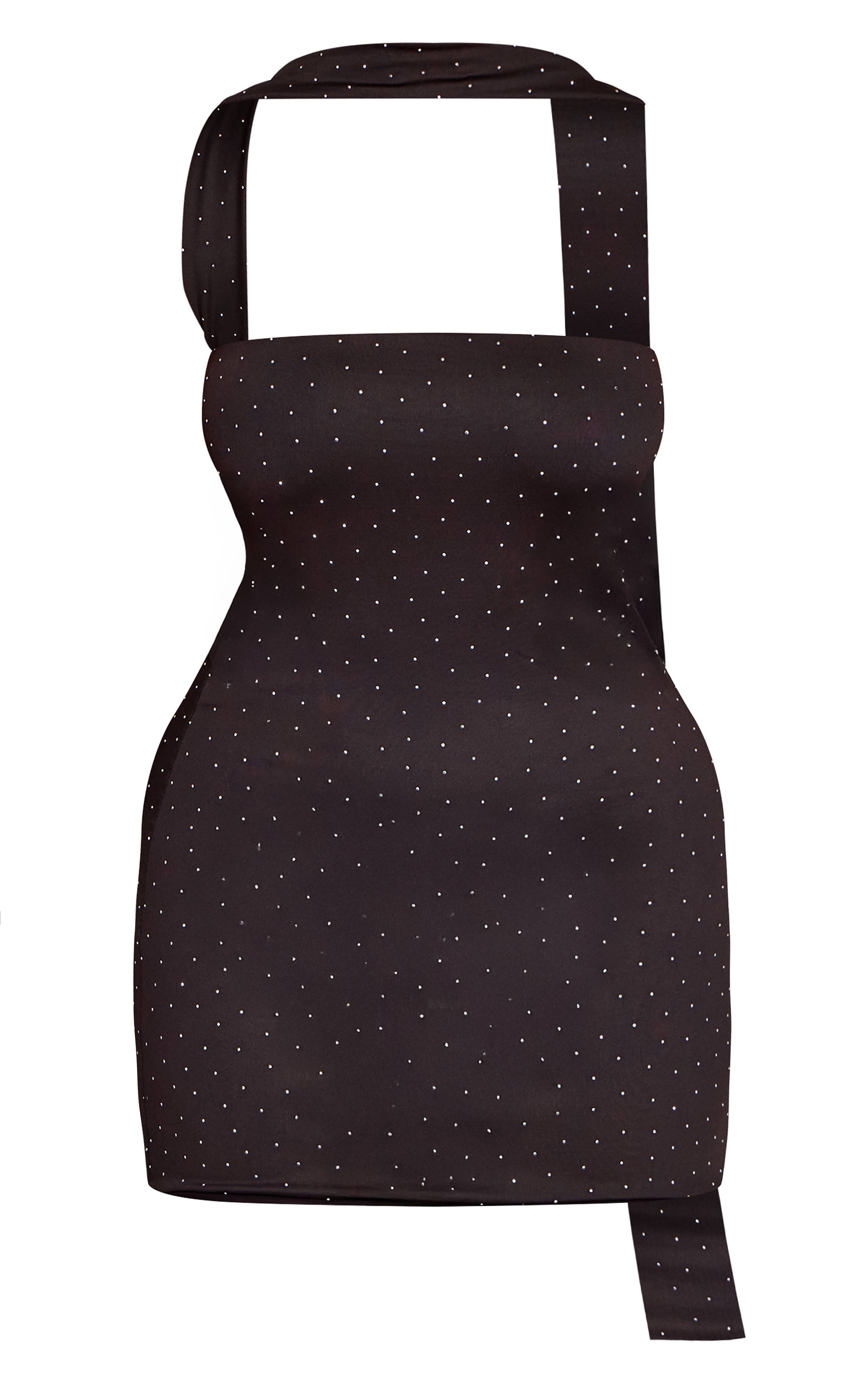 Noir Robe Mini Moulante À Détail Foulard Et Clous