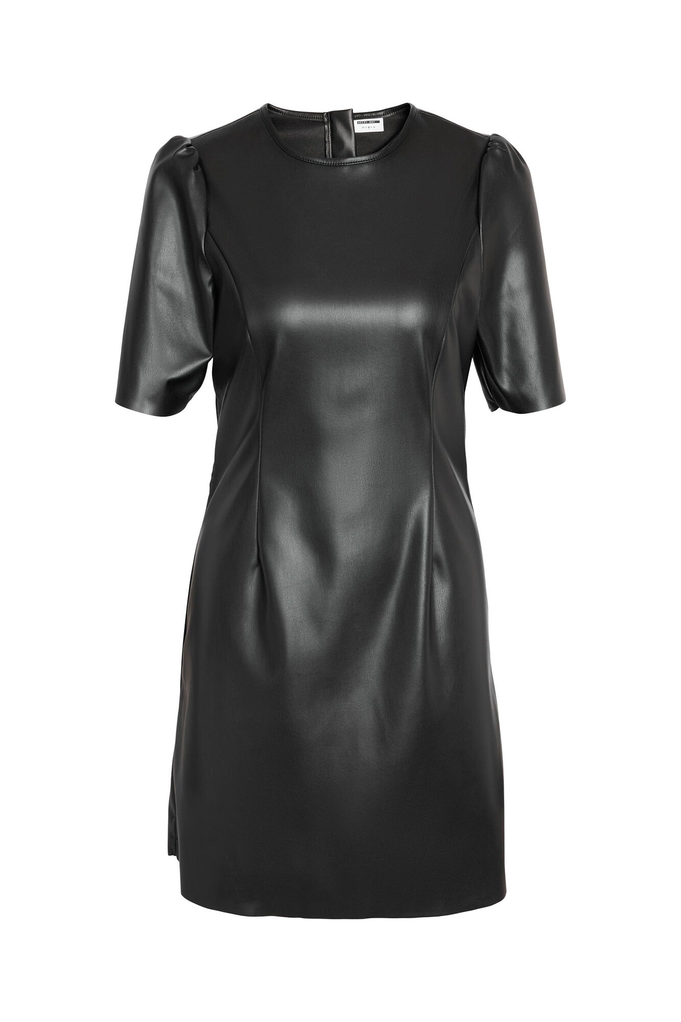 Vestido curto de couro sintético
