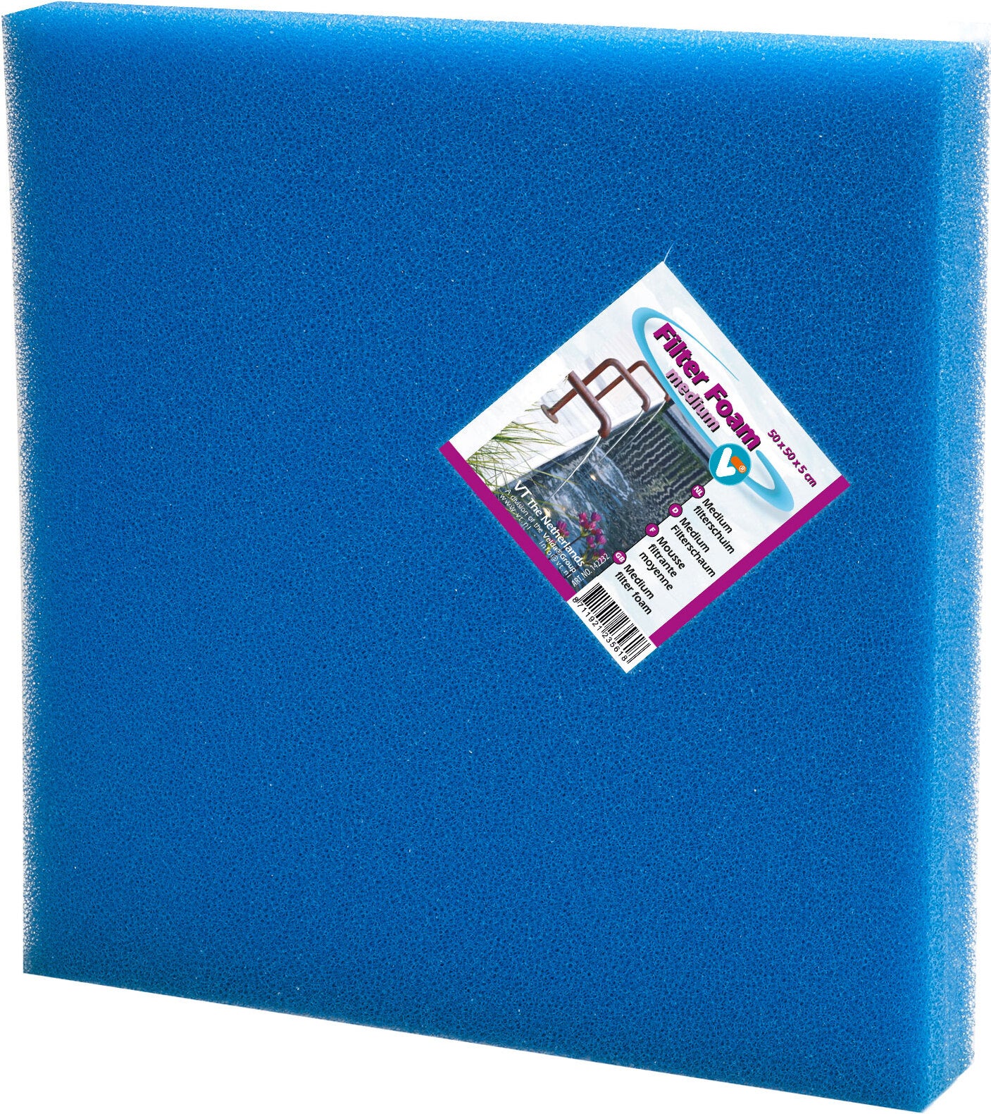 VT filterschuim medium blauw 50 x 50 x 5 cm
