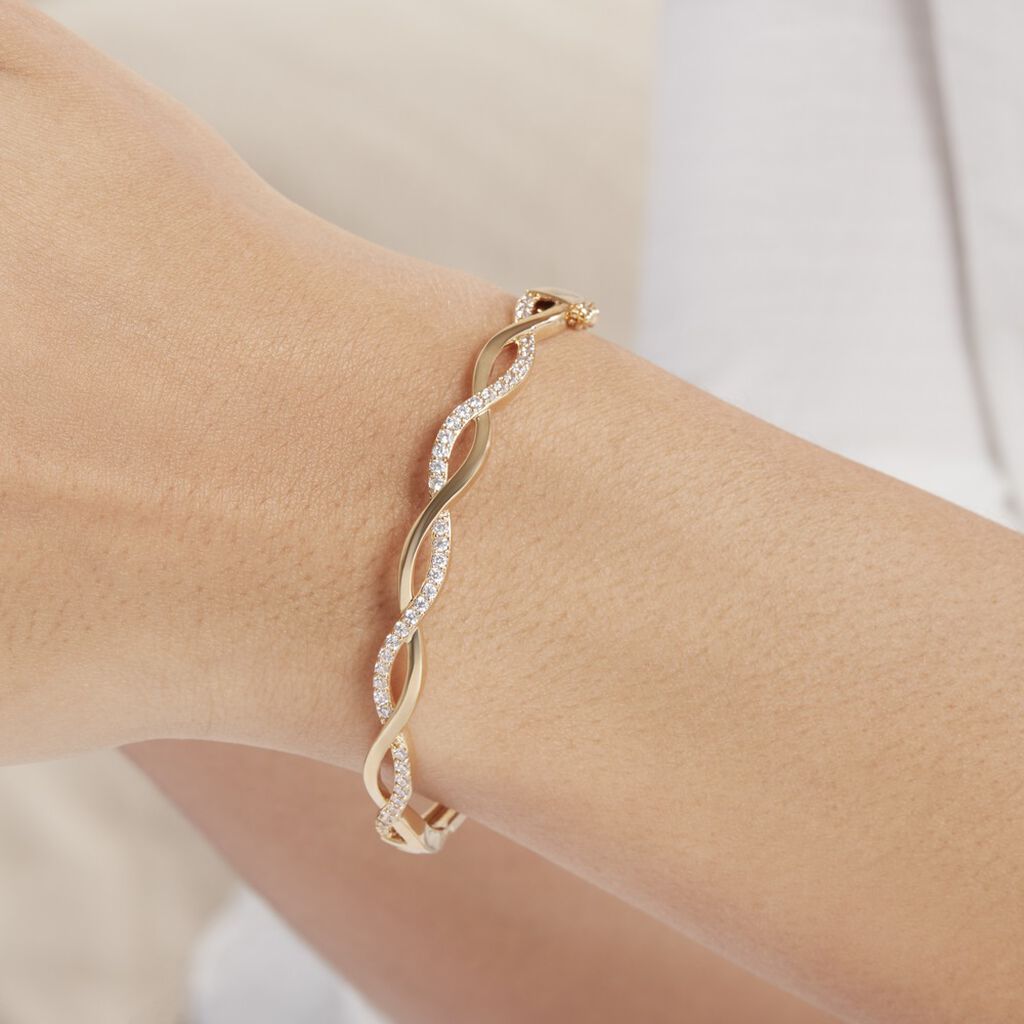 Bracelet Jonc Imae Plaqué Or Jaune Oxyde De Zirconium