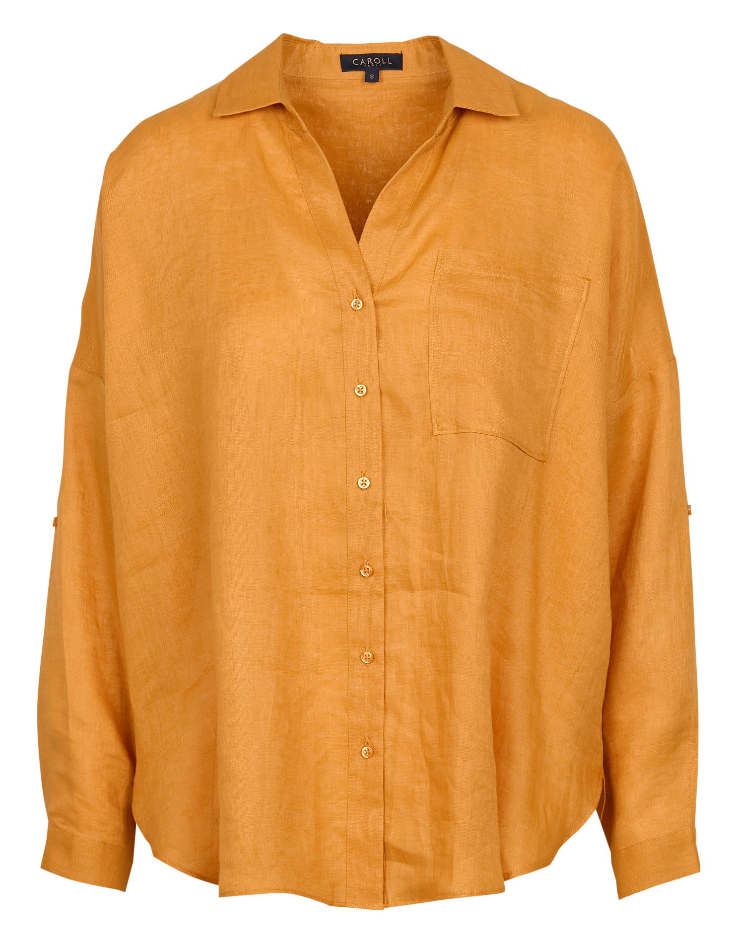 SANDY - Chemise col classique en lin | Marron