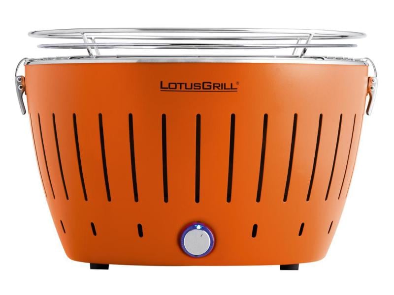 LotusGrill Tischgrill  Original, Mandarinenorange, Ø 32 cm Grillieren mit Holzkohle auch auf dem Balkon
