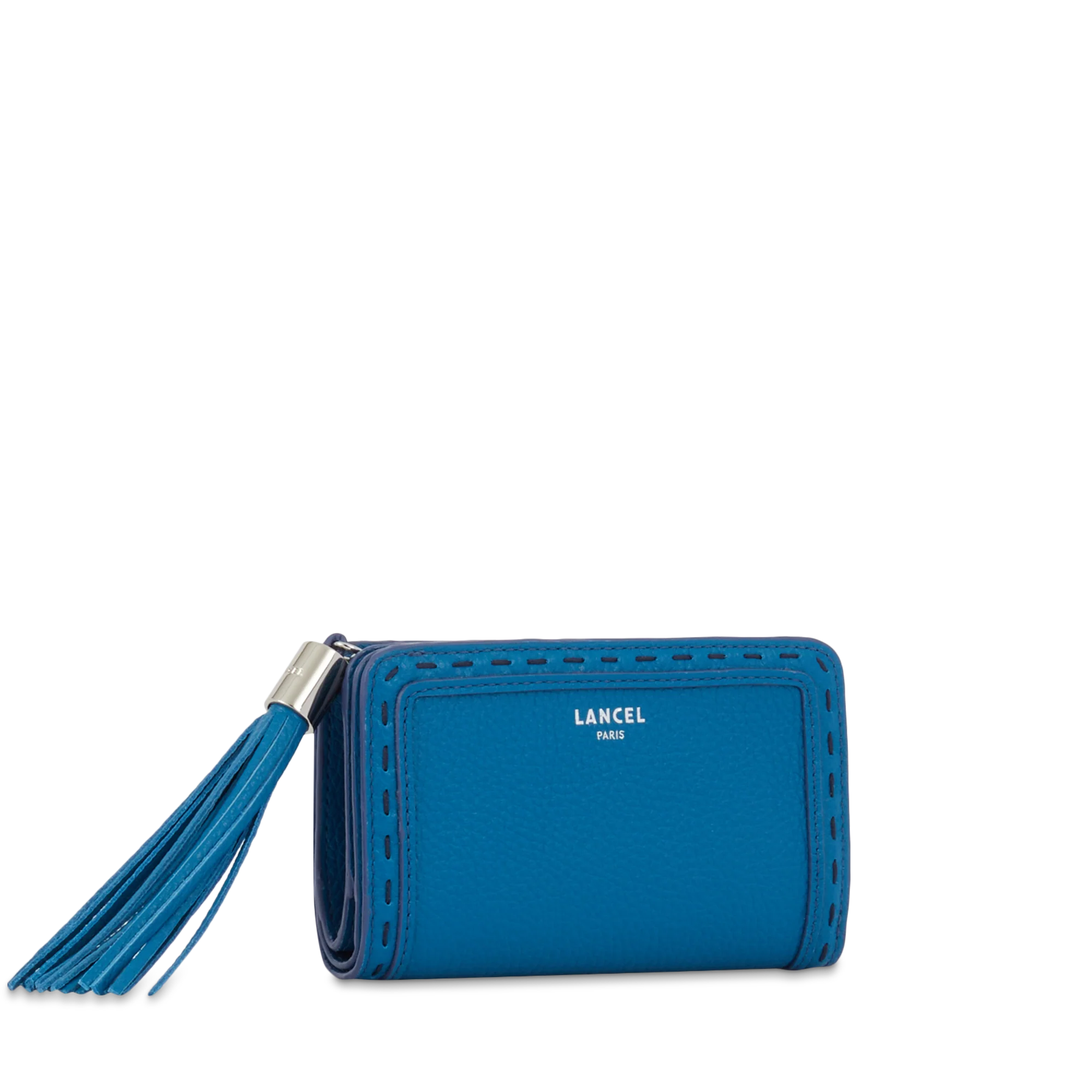 Portefeuille rectangulaire compact zippé Premier Flirt de Lancel-Cobalt