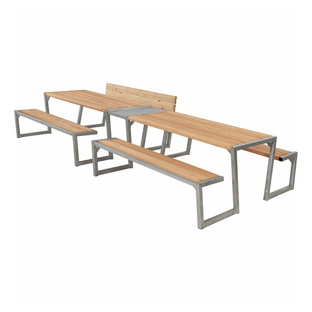 BENKESETT PLUS BORD/BENKER ZIGMA X2 INKL. 1X RYGGSTØTTE 392X194X82/45,5CM GYLDENBRUN